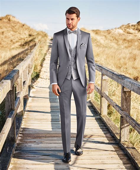 Ultra Slim Medium Grey Performance Wedding Suit 